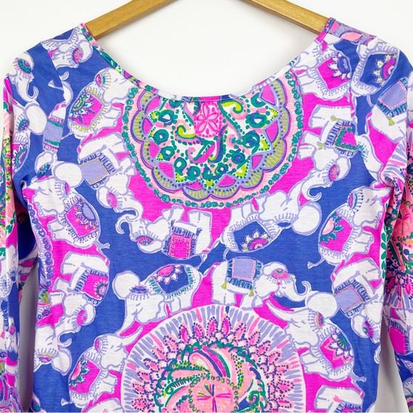 Lilly Pulitzer Girls Elephant Pattern 3/4 Length Sleeve Dress - Picture 7 of 8